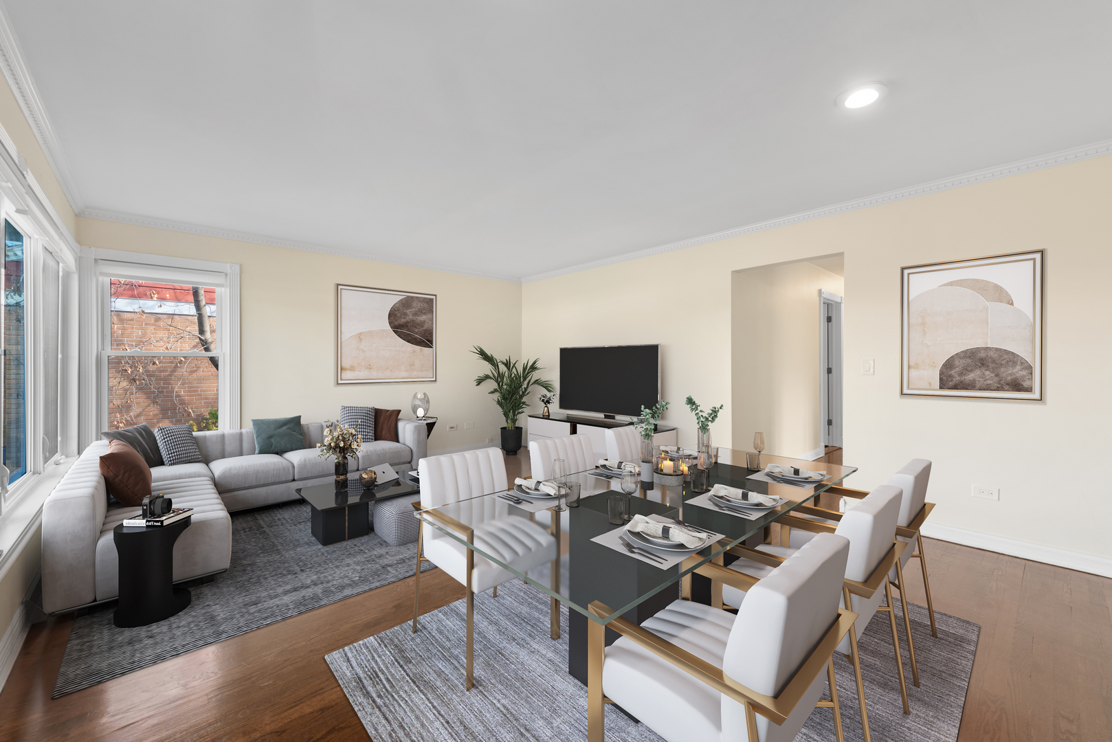 909 Oakton Street Park Ridge, IL 60068 - Photo 2 of 18 a living room with furniture and a flat screen tv