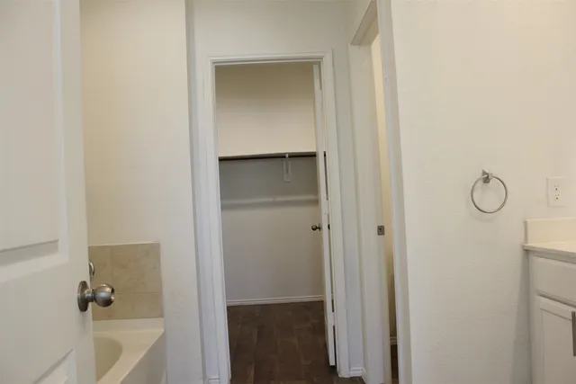 a bathroom with a bathtub