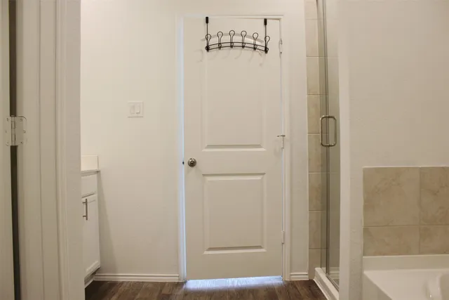 a view of bathroom with shower