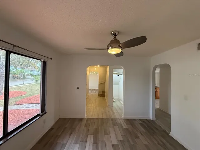 a view of a furniture in a room