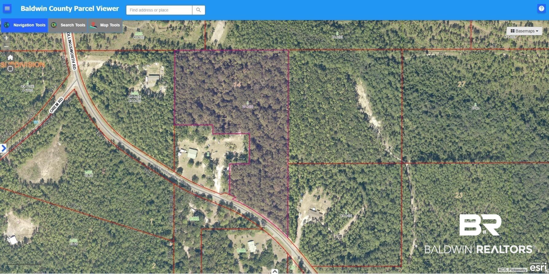 51575 Hollingsworth Road Bay Minette, AL 36507 - Photo 2 of 5 Map / location featuring property parcel outlined