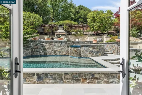 a view of backyard from a window