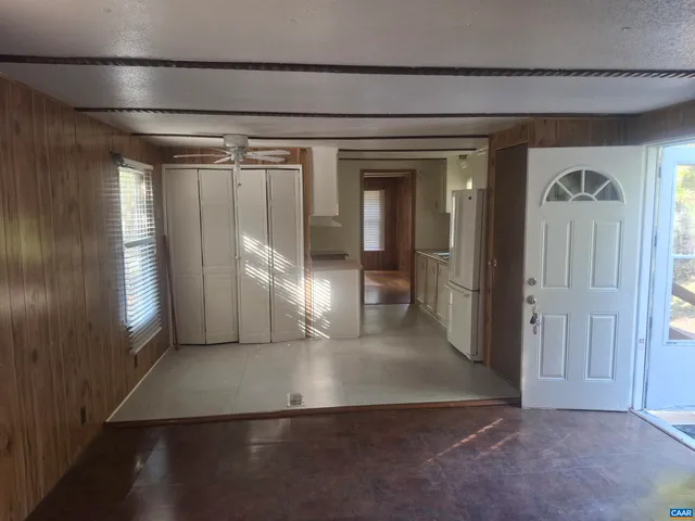 an empty room with windows