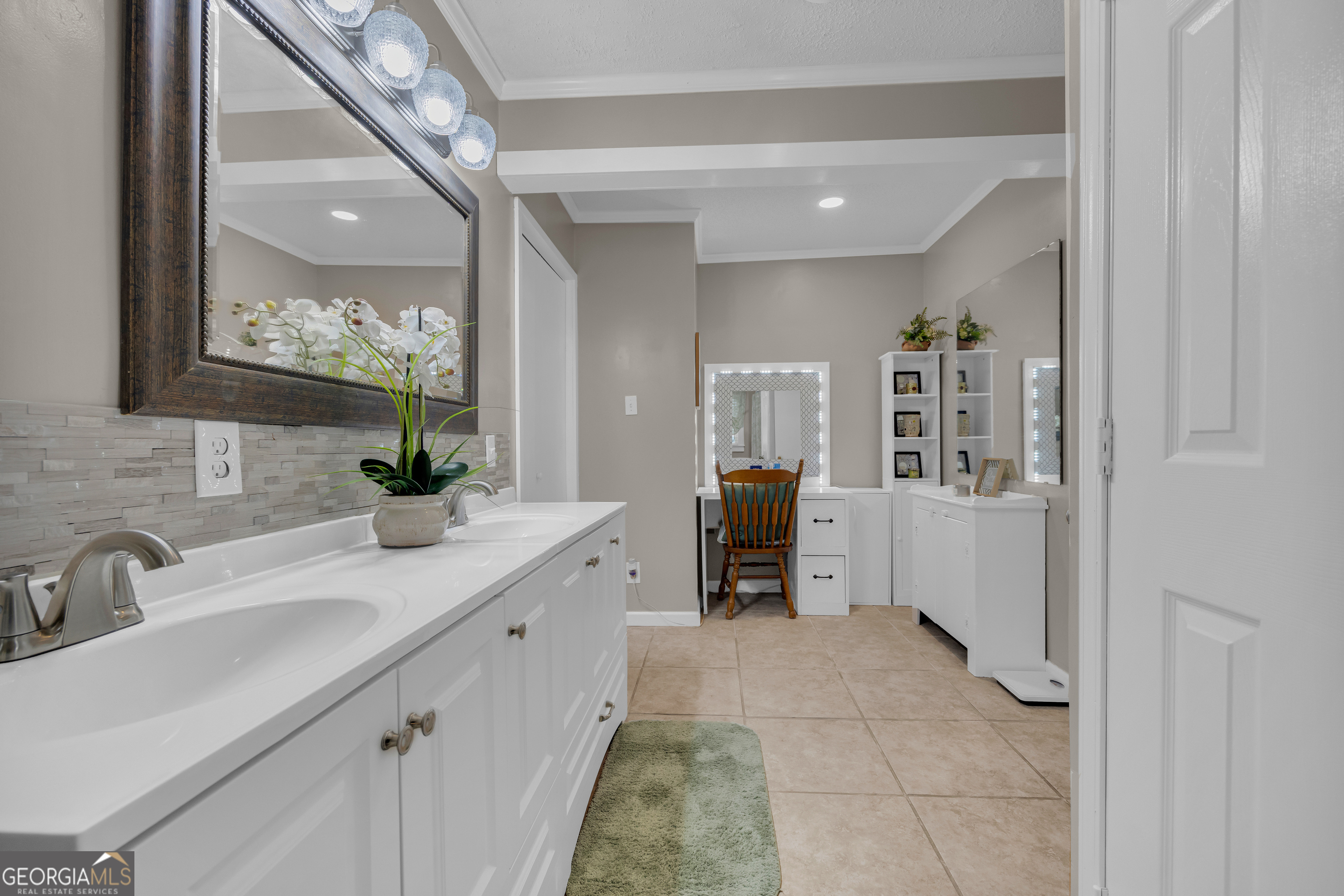 1270 Airline-Goldmine Road Canon, GA 30520 - Photo 21 of 107 a en suite bathroom with a double vanity sink a mirror and a