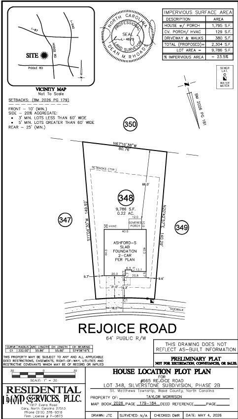 665 Rejoice Road Knightdale, NC 27545 - Photo 53 of 56 665 Rejoice Road - Preliminary Plot Plan