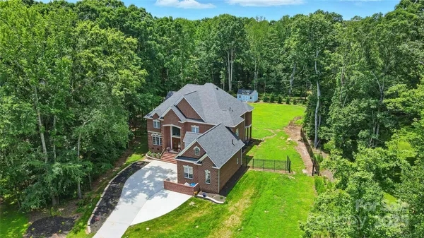 an aerial view of a house