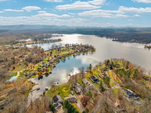 a view of a lake and mountain