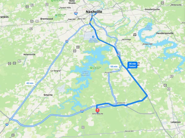 a view of a lake with a big yard