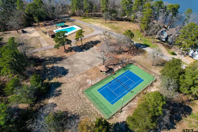 an aerial view of a house