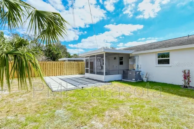 a view of a backyard with a house