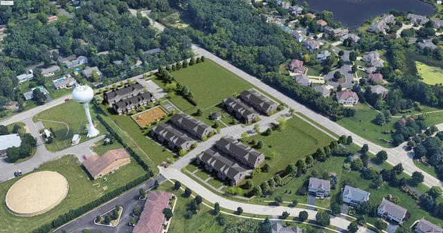 an aerial view of a kitchen