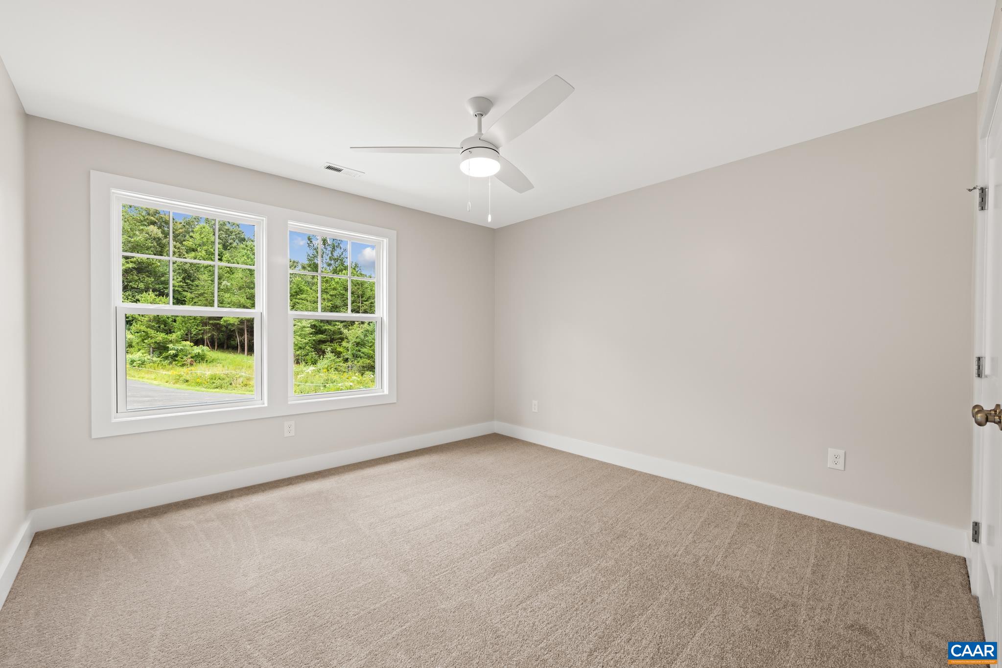 242 Palmer Place Ruckersville, VA 22968 - Photo 44 of 69 an empty room with windows and ceiling fan