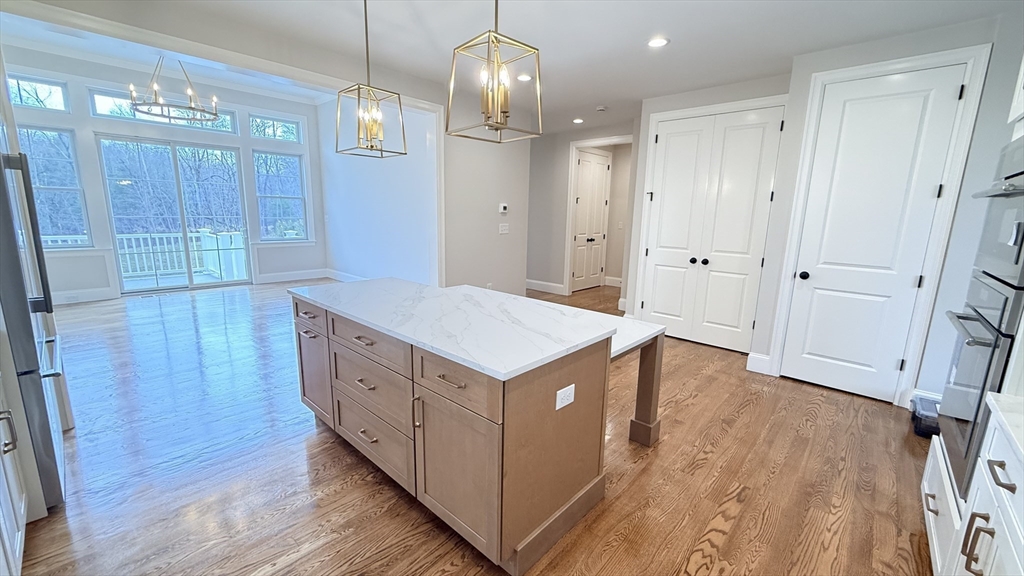 18 Powder House Lane, Unit 5 Walpole, MA 02032 - Photo 13 of 20 a kitchen with stainless steel appliances granite countertop a hardwood floor and window