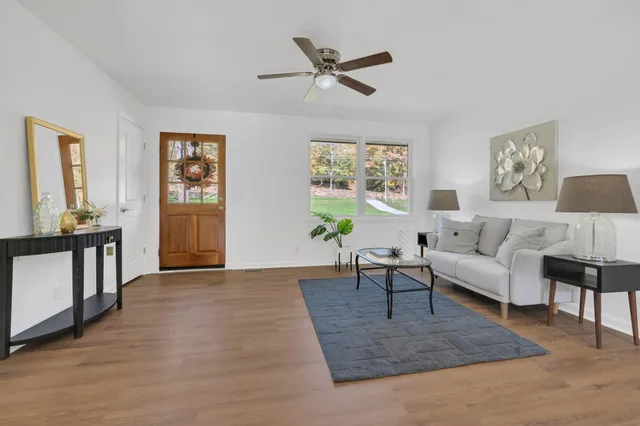 a living room with furniture