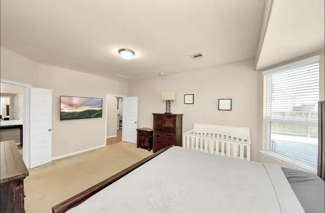 a bedroom with furniture and window