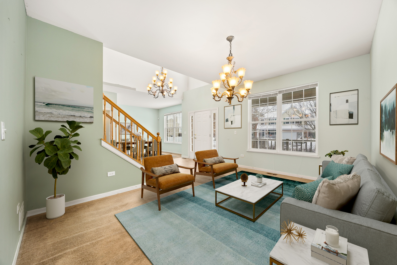 333 Claridge Circle Bolingbrook, IL 60440 - Photo 5 of 33 a living room with patio furniture and a chandelier