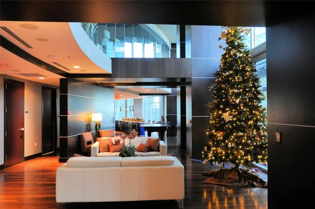 a living room with furniture