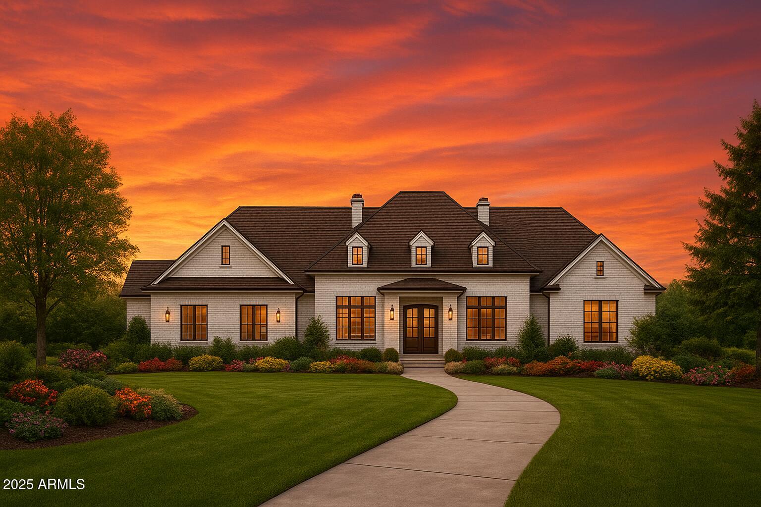 a front view of a house with a yard