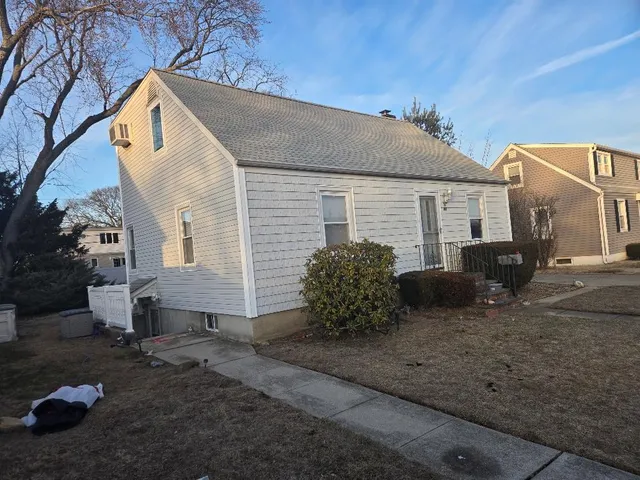 a view of backyard of house