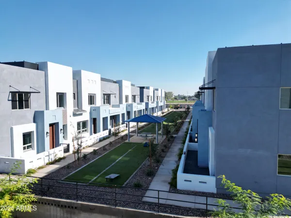 an aerial view of a house