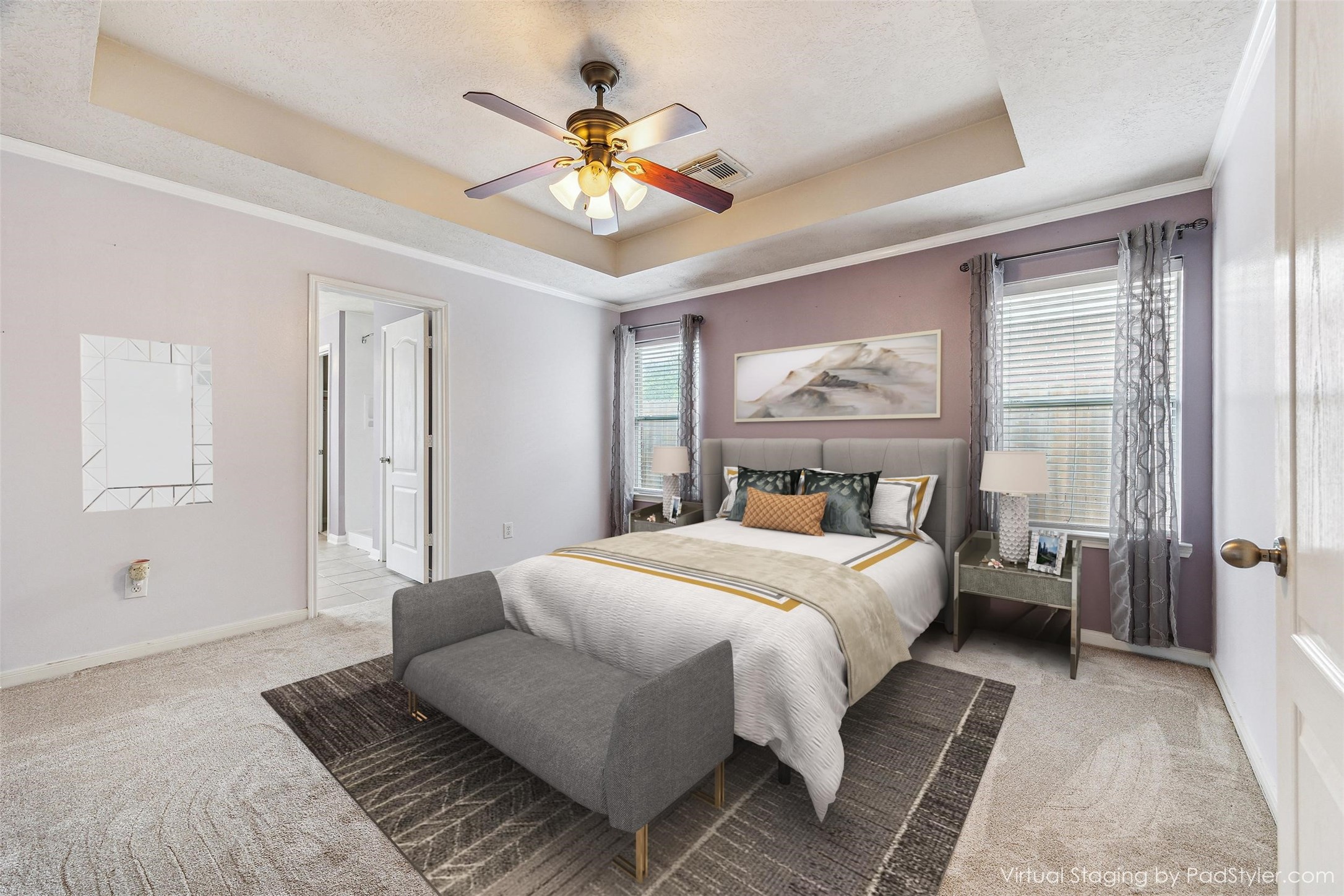 5716 Meadow Breeze Lane Rosharon, TX 77583 - Photo 14 of 24 Staged Master Bedroom.