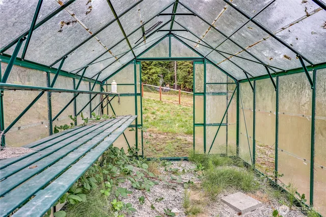 a yellow room with an outdoor seating