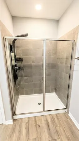 a bathroom with a shower