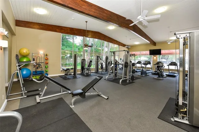 a view of a room with gym equipment