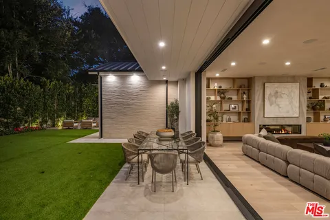 a lobby with furniture and garden