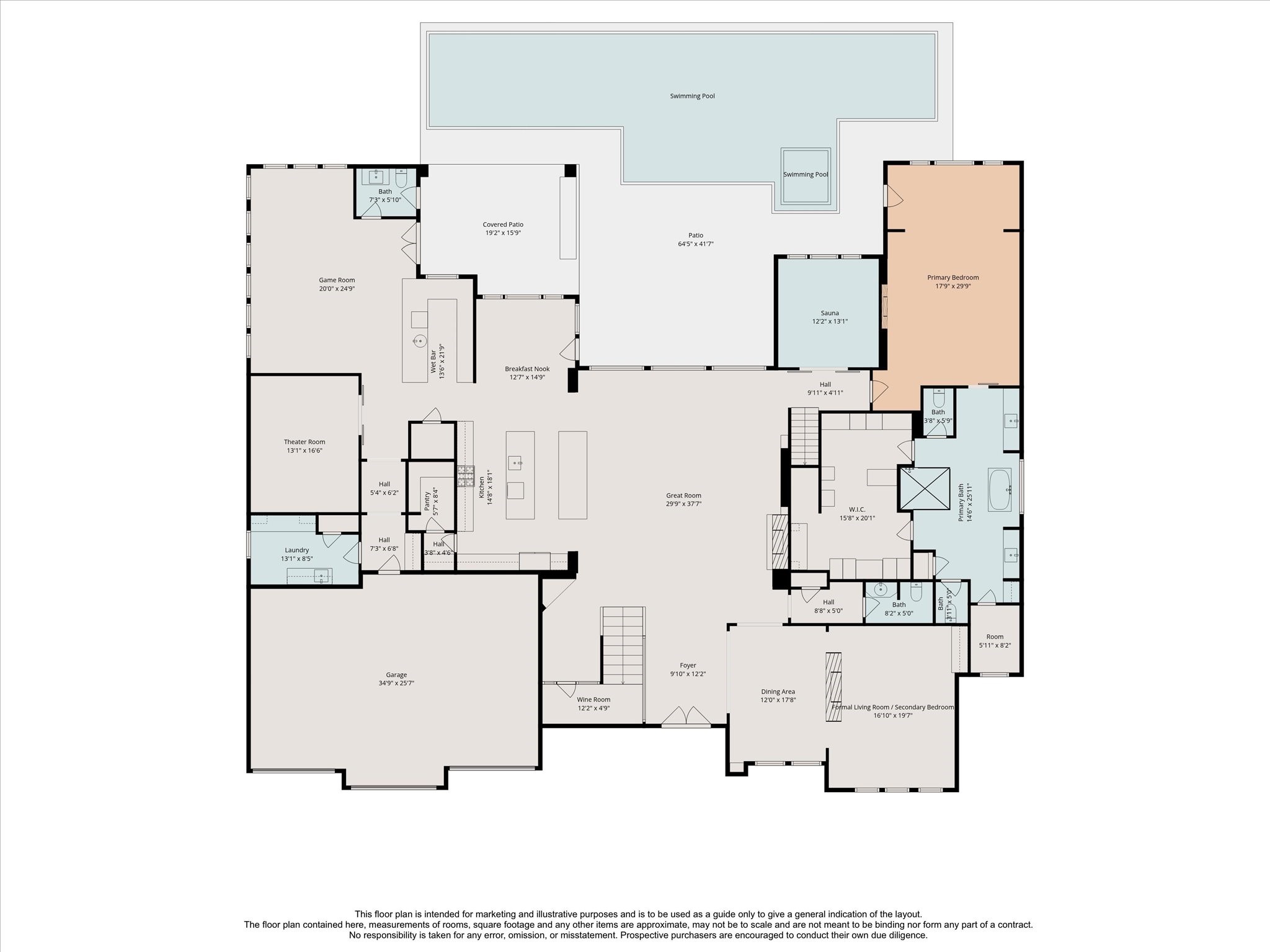 318 Knipp Road Houston, TX 77024 - Photo 29 of 32 Thoughtfully designed first-floor layout featuring the luxurious primary suite, expansive living and extertaining spaces, gourmet kitchen, private study, utility room, and seamless access to the outdoor living areas and resort-style pool.