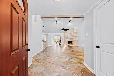 a view of a livingroom with a fireplace