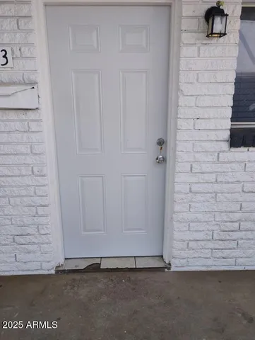 a view of wooden door