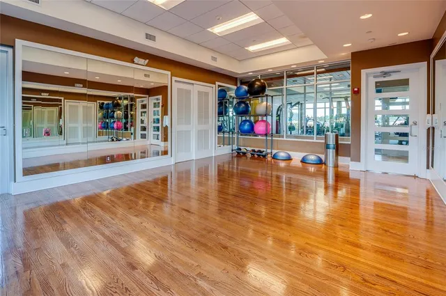 a view of a room with gym equipment