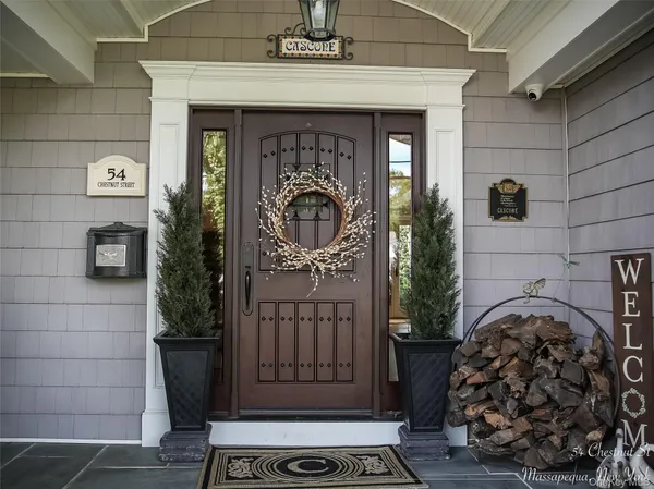 a front view of a house with shower