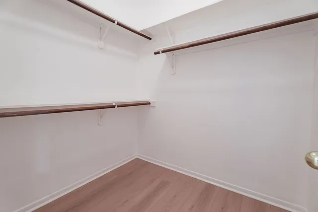 a view of a room with racks on the wall