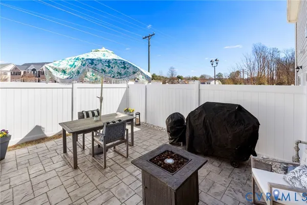 a view of backyard with seating space
