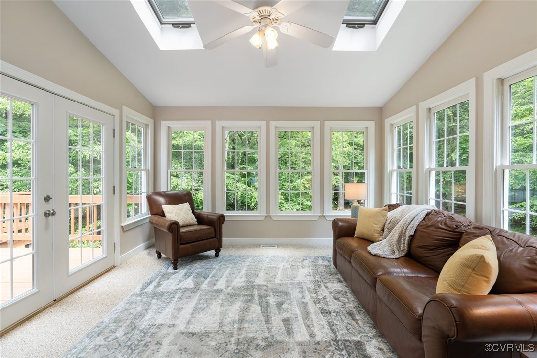 12207 Balta Road Chesterfield, VA 23838 - Photo 13 of 50 Sunroom featuring french doors, a skylight, lofted