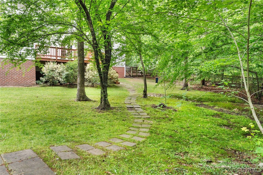 12207 Balta Road Chesterfield, VA 23838 - Photo 45 of 50 View of green lawn with a wooden deck