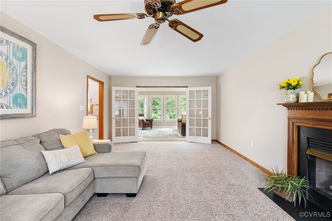 12207 Balta Road Chesterfield, VA 23838 - Photo 9 of 50 Carpeted living room featuring french doors, a fir