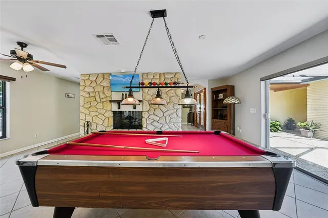 a room with pool table