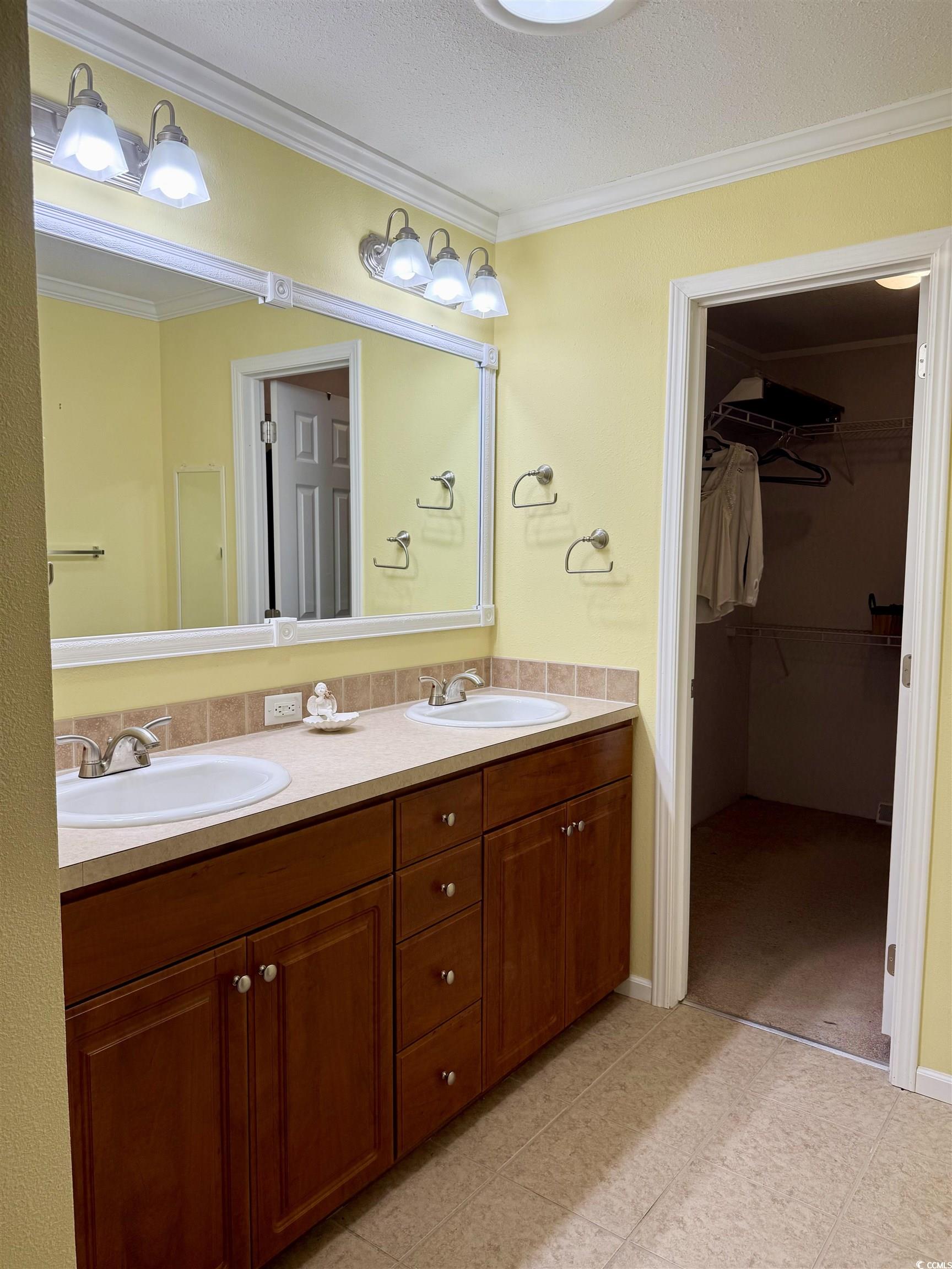 216 Walden Lake Road Conway, SC 29526 - Photo 15 of 40 Full bathroom featuring crown molding, double vanity, and a spacious closet