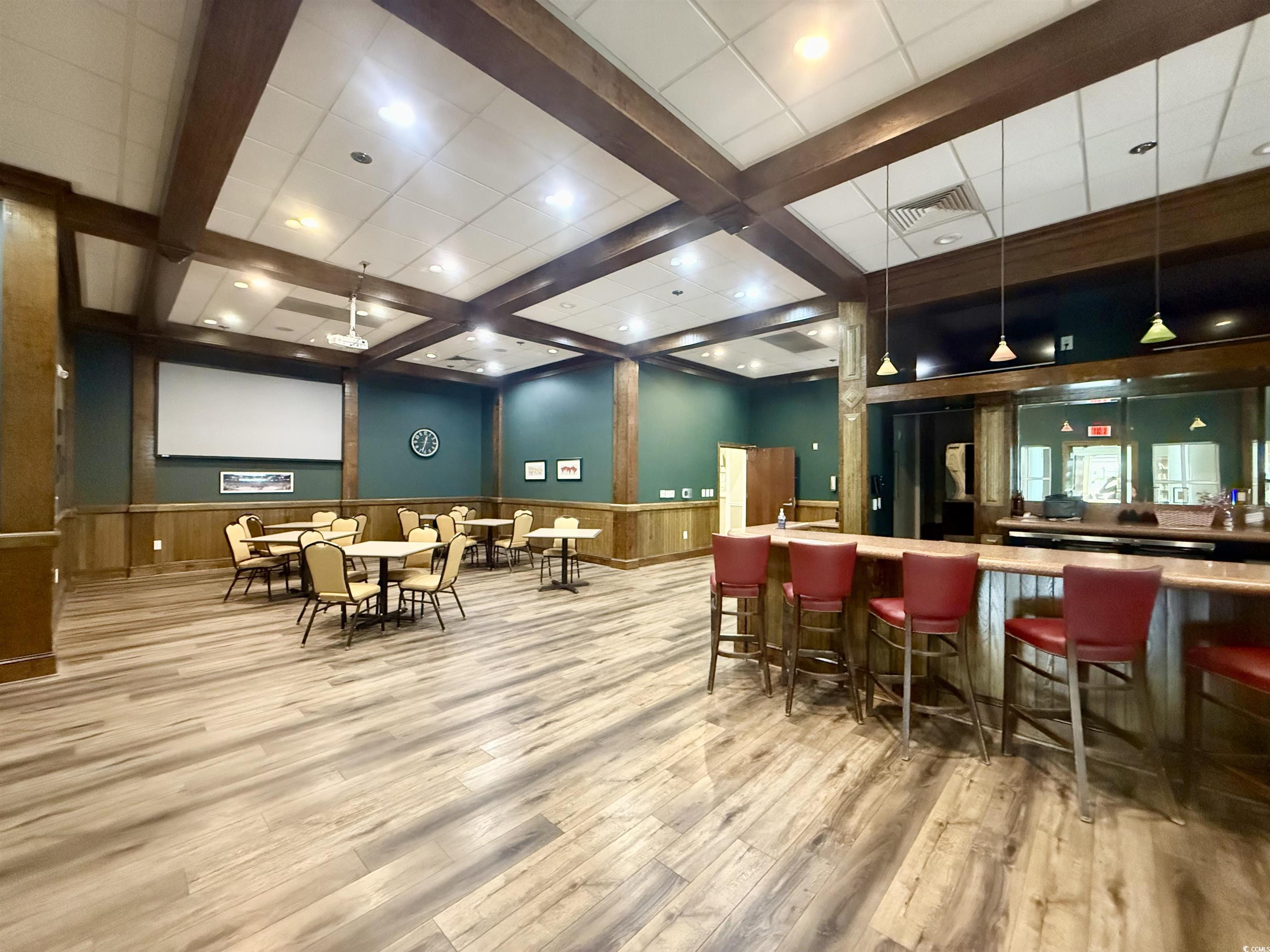 216 Walden Lake Road Conway, SC 29526 - Photo 31 of 40 Misc room featuring wood finished floors, beamed ceiling, coffered ceiling, wainscoting, and recessed lighting