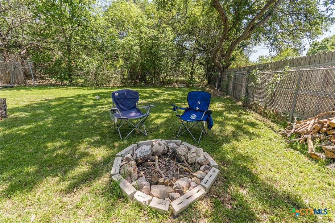 133 Algarita Road San Marcos, TX 78666 - Photo 41 of 43 a view of a backyard with plants and outdoor seating