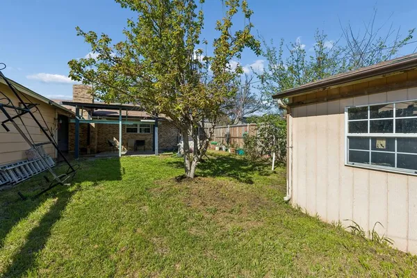 a view of backyard with a garden and plants