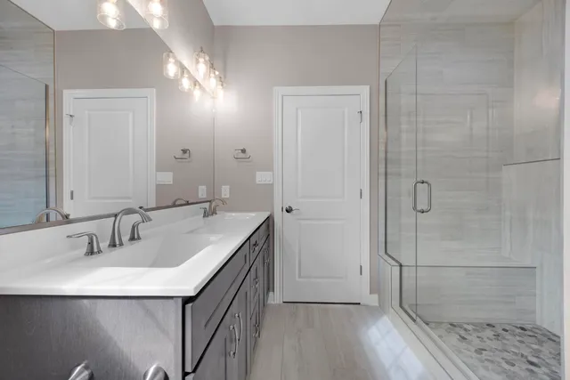 a bathroom with a shower