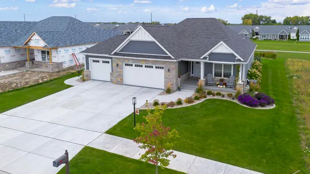 a aerial view of a house with garden