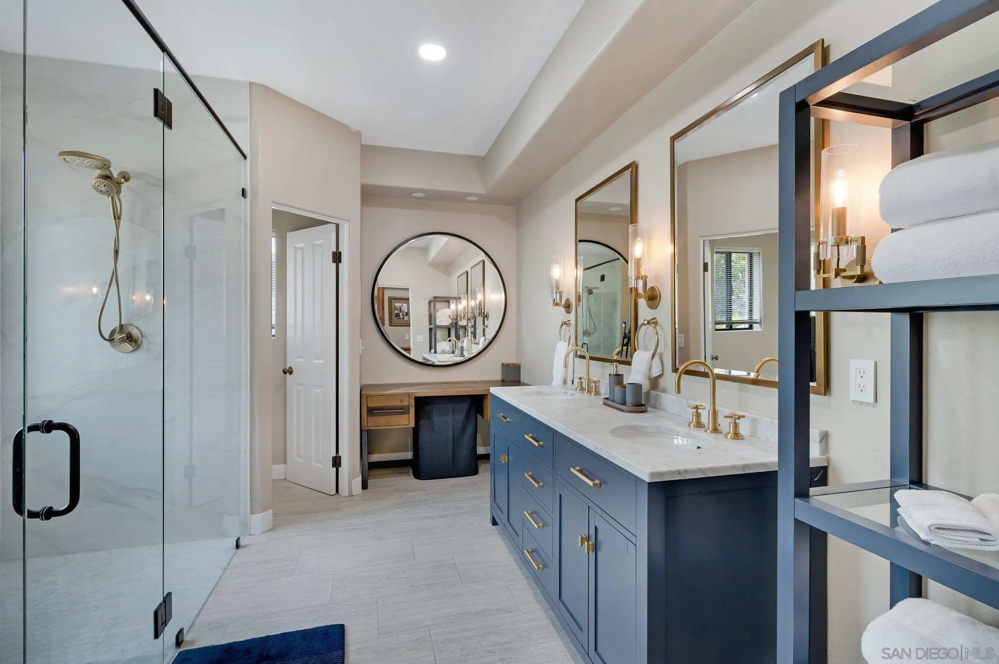 17287 Oak Hollow Road Ramona, CA 92065 - Photo 22 of 71 a bathroom with a double vanity sink mirror and shower