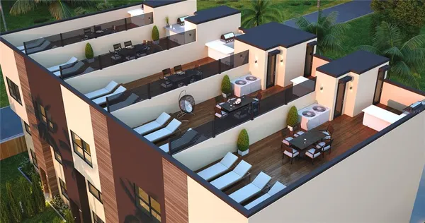 an aerial view of house with yard