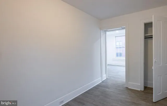 a view of small space with wooden floor