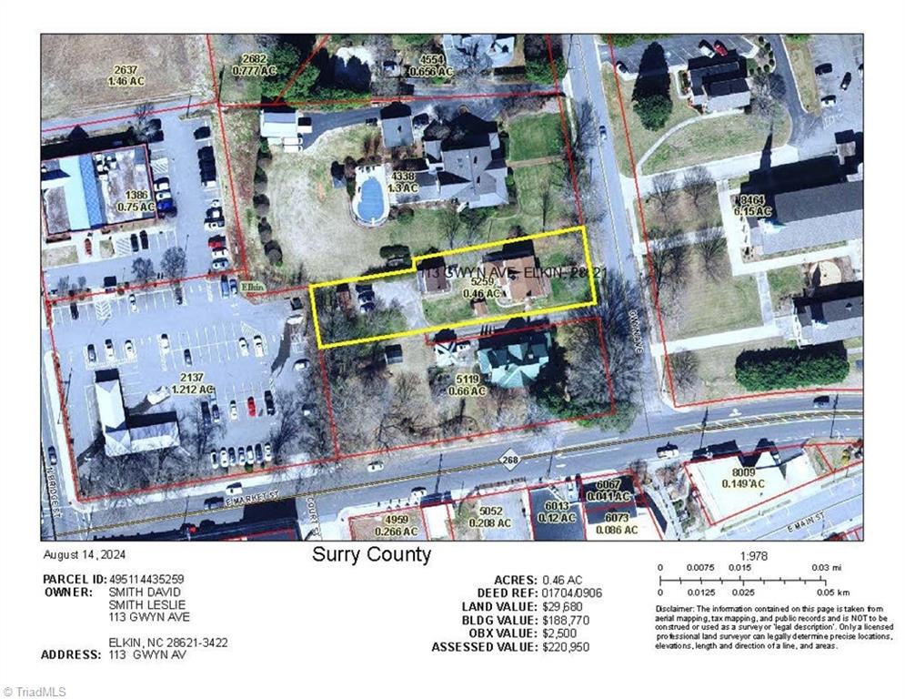 113 Gwyn Avenue Elkin, NC 28621 - Photo 39 of 39 Aerial Tax Map of property.